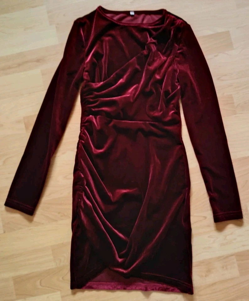 Samtkleid, gerafft, mini, Gr.36, rot/bordeaux - Bild 1 von 1