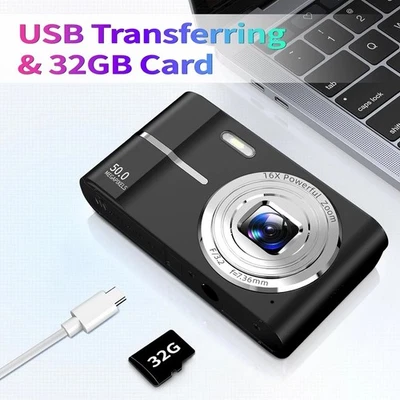 50MP Digitalkamera HD 1080P Fotokamera Kompakt 16X Digitalzoom mit 32GB Karte DE - Bild 1 von 4