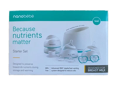NANOBEBE Breastfeeding Baby Bottle Complete Starter Set~Anti-Colic~NEW~Teal~ - Image 1 of 4