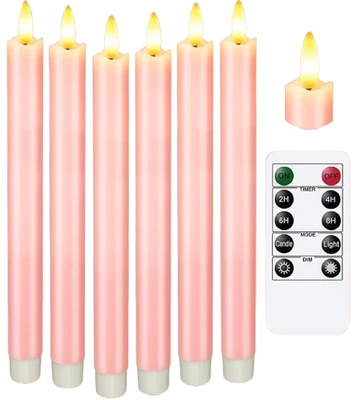 Juego de 6 velas cónicas a batería sin llama Luminara mecha móvil remota 6" Foto 1 de 3