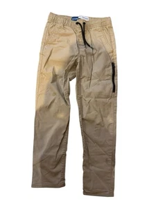 Old Navy Tech Pants Youth Size 8 Tan Tapered Leg Zip Pockets Activewear Stretch - Picture 1 of 5