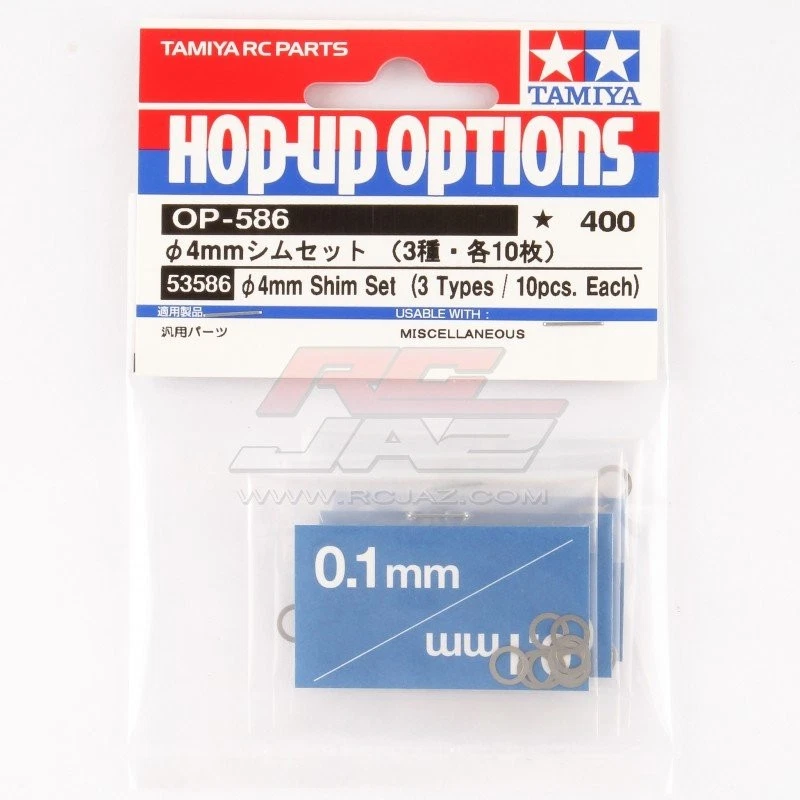 Tamiya 53586 RC Car 4mm Shim Spacer Set OP586 (3 type/ea.10pcs) - Image 1 of 1