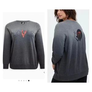 Torrid 2 (2X) IT Movie Clown Pennywise Loser Dip Dye Horror Fleece Sweatshirt - Picture 1 of 1