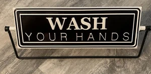 Letrero de baño de metal giratorio para lavarse las manos cepillarse los dientes - Imagen 1 de 3