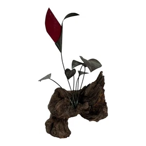 Vintage Metal & Wood Floral Sculpture By JH Brown MCM Brutalist Calla Lilly - Picture 1 of 12