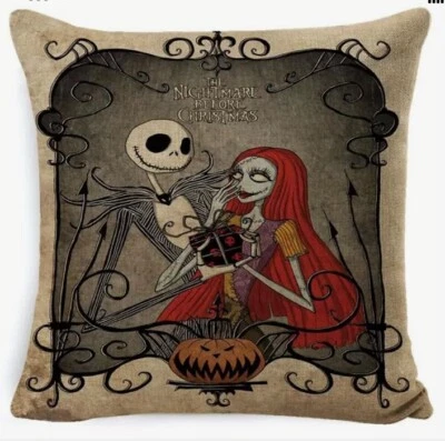 Funda Almohada Jack Skeleton Sally Pesadilla Navidad Halloween Decoración del Hogar Foto 1 de 3