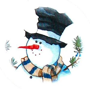 CUTE 1 5/8" SANDI GORE EVANS SNOWMAN SEALS STICKERS 12/ 5x7" SHEET #33 - Picture 1 of 8