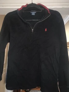 Polo Ralph Lauren Boys Black/Red 1/4 Zip Pullover Size L (14-16) Cotton Sweater - Picture 1 of 4