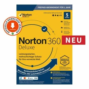 Symantec NORTON 360 Deluxe 5 Device - 1 Jahr 2026 Kein ABO inkl. 50GB WIN/MAC - Bild 1 von 5