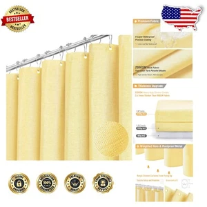 Water-Resistant Extra Long 72x96 Heavy Duty Yellow Shower Curtain with Grommets - Picture 1 of 8