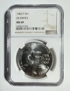 NGC MS69 1983-P Olympics Commemorative Silver Dollar - Picture 1 of 2