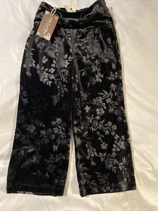 Matilda Jane 4 Marnie Girls Jacquard Velour Wide Leg Pants Sz 4 Black Velvet New - Picture 1 of 3