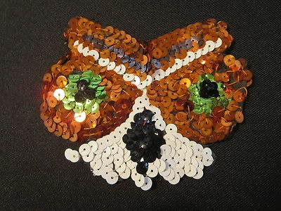 Apliques de búho de lentejuelas con lentejuelas 4 1/2" x 3 3/4" cobre blanco verde negro coser Foto 1 de 4