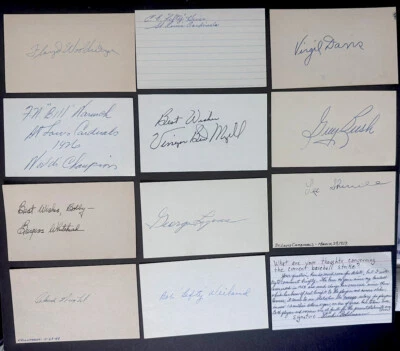 St Louis Cardinals 1920's-40's Signed Index Cards Lot of 12 George Lyons Vintage - Image 1 of 4