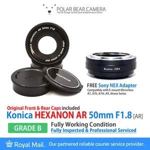 ⭐SERVICED⭐ KONICA Hexanon 50mm F1.8 AR+ Sony E-mount NEX Adapter + Cap [GRADE B] - Picture 1 of 12