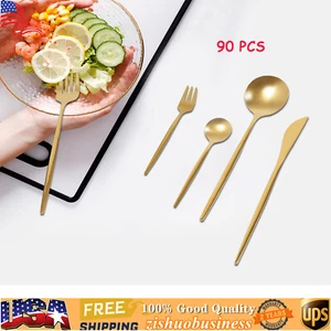 90 Set Tableware Stainless Steel kitchen Utensils Spoon Fork Knives For Party  - Picture 1 of 13