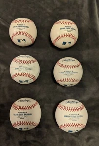 6 Assorted Game Used Batting Practice MLB Rawlings Major League Baseballs Selig - Picture 1 of 8
