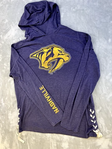 NHL Nashville Predators Hoodie Sweatshirt Blue Lace Side Women’s Extra Large Cover