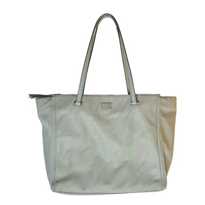 Kate Spade Nylon Tote Bag Lightweight Travel Work Satchel Handbag Gray Beige - Image 1 of 4
