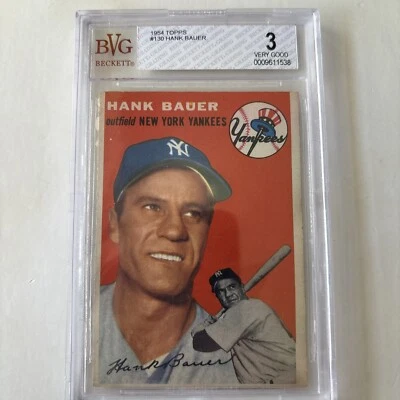 1954 Topps Hank Bauer Yankees BVG 3 - Image 1 of 2
