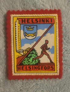 Vintage Helsinki Finnland Aufnähen Baumwolle Aufnäher auf rotem Aufnäher SELTEN - Bild 1 von 2