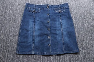 Y2K Paneled Denim Straight Skirt Button Front Knee Length Women's 12 - Image 1 of 4