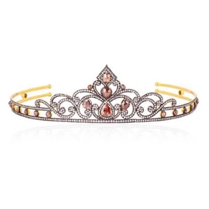 Tiara nupcial oxidada con diamantes de hielo de 17,98 quilates plata estornino 925 - Imagen 1 de 5