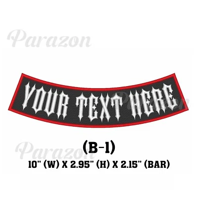 Custom Embroidered Bottom Rocker Sew on Patch Motorcycle Biker Badge 10" (B -1) - Image 1 of 4