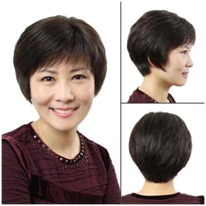 Wig Female Short Hair Real Hair Middle-Aged And Elderly Elderly Ladie D9J2 72jy - Picture 1 of 13