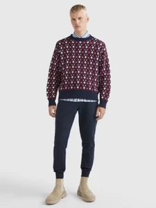 $149 Tommy Hilfiger Men's Geometric Intarsia Oversized Jumper Size XL - Picture 1 of 6