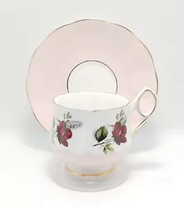 Elizabethan Fine Bone China Tea Cup and Saucer Lavender Red Rose - Picture 1 of 8
