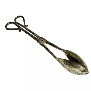 #8119 E P ZINC SALAD THONGS VINTAGE TARNISHED - Picture 1 of 5