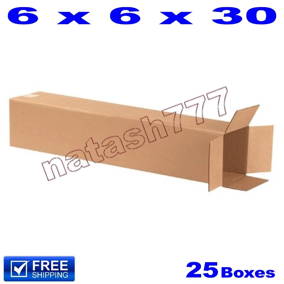 25 - 6x6x30 Cardboard Boxes 32ECT Mailing Packing Shipping Corrugated Carton - Image 1 of 1