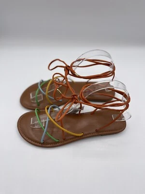 Sandalia Gap Mujer Marrón Tirantes Cordones Arco Iris Rayas Tropicales Zapatos Talla 7 Nuevo con Etiquetas Foto 1 de 4