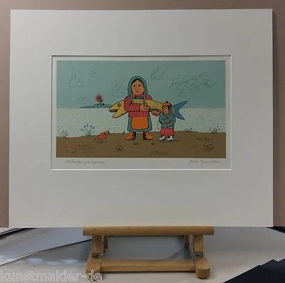 Josip GENERALIC (1936-2004) NAIVE KUNST Orig. Farbserigraphie : Fischerszene 2/3 - Bild 1 von 4