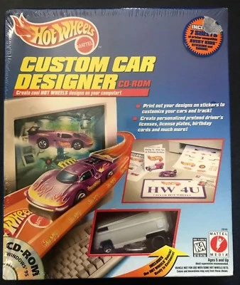 1998 Hot Wheels Custom Car Designer Avery CD-ROM VW DRAG BUS WHITE NIB SEALED - Image 1 of 3