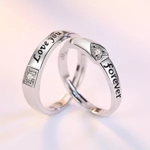 925 Sterling Silver Love Forever Adjustable Ring Women Girls Jewellery Gift UK - Picture 1 of 7