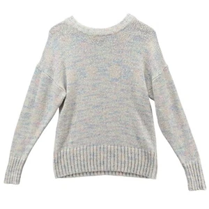 Something Navy Crewneck Sweater Womens Multicolor Pastel Long Sleeve Knit Sz M - Picture 1 of 8