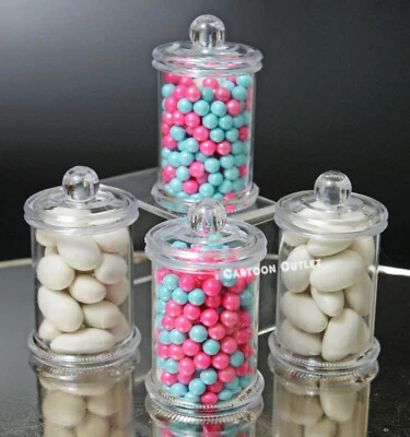 12 FAVORES DE FIESTA DE CUMPLEAÑOS DE COMUNIÓN Acrílico Boticario Caramelo Mini CONTENEDORES Regalo Foto 1 de 4