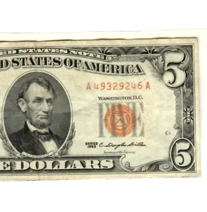 $5 "UNITED STATES NOTE" 1963  (ALTERED)   $5  1963 (YELLOW)  UNITED STATES NOTE - Picture 1 of 3