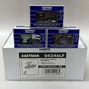 24 Pack Eastman 3/8" OD X 1/2" CPVC Compression Straight Stop Valve 04346LF NEW - Picture 1 of 5