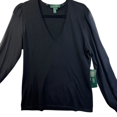 Винтажный большой новый с Ярлыками Ralph Lauren Edward Fash кашемир и шелковая блузка чистый рукав - Изображение 1 из 4