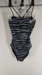 TYR GIRLS JUNIOR SWIMSUIT SIZE 28 GRAY LEOPARD PRINT - Picture 1 of 5
