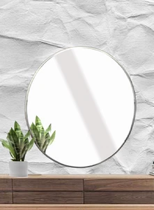 Silver Round Mirror Wall Frame 40 cm For Home & Office Diwali Decoration Set 1 - Picture 1 of 1
