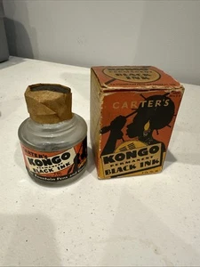 Vintage Carter’s Kongo permanente schwarze Tintenflasche und Box Americana - Bild 1 von 3