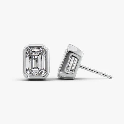 Women Diamond Earring Lab Grown Emerald 2.00 Carat IGI Certified 18k White Gold - Image 1 of 4