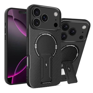 Carbon fiber pattern magnet case with stand for iPhone 17 plus 16 15 14 per max - Picture 1 of 21