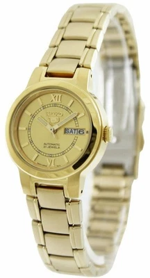 Seiko 5 Automatic 21 Jewels Gold Dial Analog SYME58K1 Women's Ladies Watch - image 1 of 4