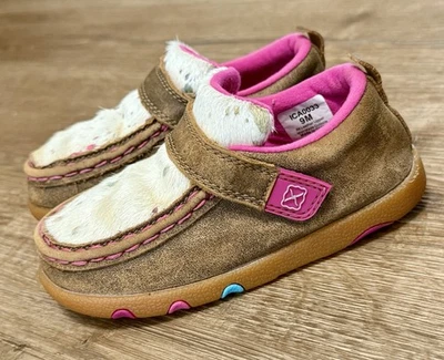 Twisted X Kids Driving Mocs Bomber розовая воловья кожа вестерн малыш размер 9 ICA0033 - Изображение 1 из 4