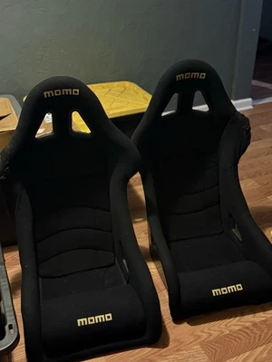 Rare Momo Hardshell 4 Point FIAA Supercup Seats Black Racing Competition - Image 1 of 4